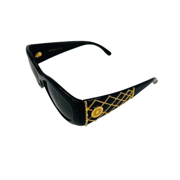 Vintage 90’s Rochas Paris Black Gold Statement Sunglasses Mod 901901 Made France main image 11